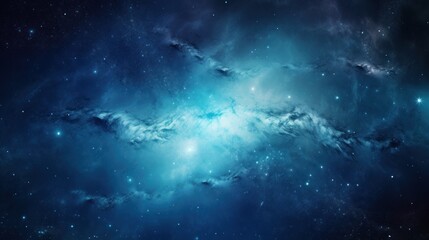  an image of a space scene with stars and a blue and white spiral shape in the center of the image.