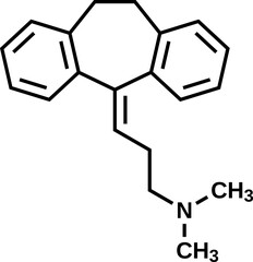 Amitriptyline structural formula, vector illustration