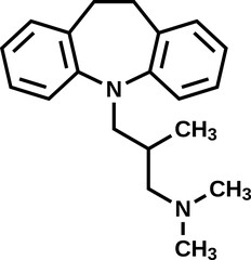 Fototapeta premium Trimipramine structural formula, vector illustration