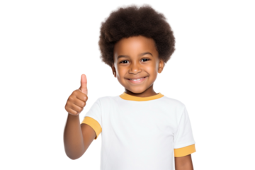 afrikan kid thumbs up on transparent background