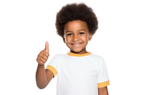 afrikan kid thumbs up on transparent background - Powered by Adobe