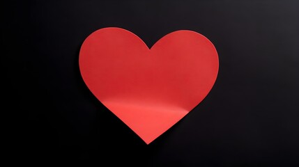 Light Red Paper Heart on a black Background. Romantic Template with Copy Space