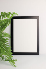 interior and decor. black frame on a white wall.