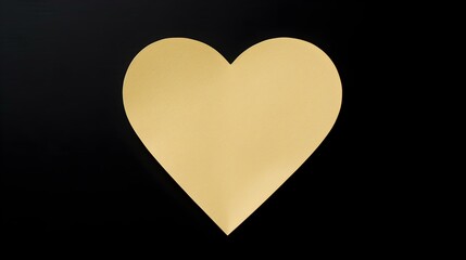 Light Yellow Paper Heart on a black Background. Romantic Template with Copy Space