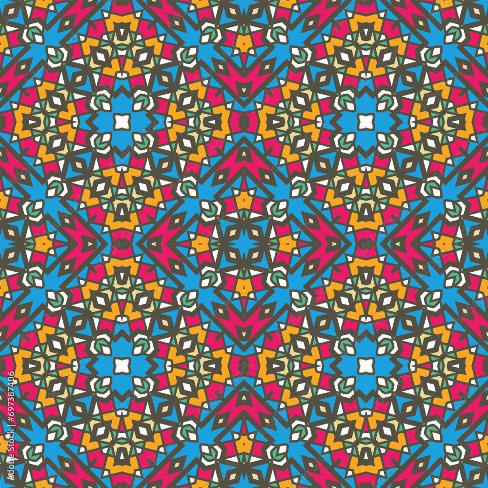 Aufkleber seamless multi-color pattern with complex geometry. stylization - carpet. vector illustration