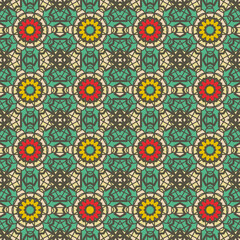 Seamless pattern with a complex decorative composition. Vector illustration