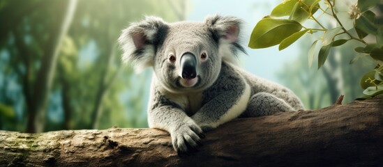 Obraz premium Zoo koala perched on a tree.