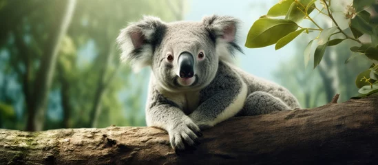 Foto auf Acrylglas Zoo koala perched on a tree. © TheWaterMeloonProjec