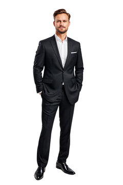 photo of a businessman in a black suit isolated on transparent background
