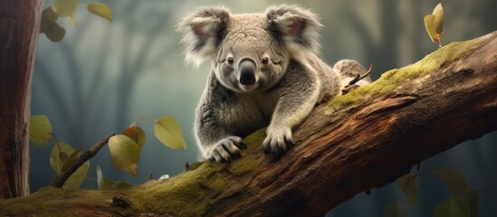 Fototapeta premium Koala perched on limb.