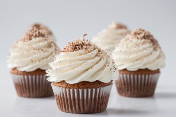 Tasty cupcake on white background