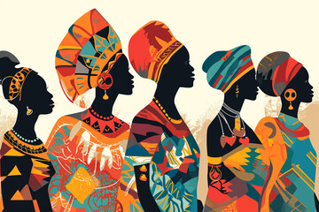 Black History Month - A colorful illustration for the Africans' concept of Africa Day, depicting a woman and the colors represent the unique colors of Africa