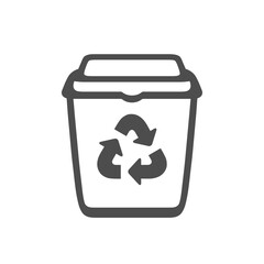 Waste sorting bin icon with recycling triangular symbol. Thin line pictogram. Waste sorting concept. For web sites, mobile apps, logo template. Vector illustration isolated on white background