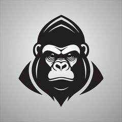 Gorilla face silhouette logo of monkey clip art vector. Ape head icon, wildlife primate symbol, logo style - obrazy, fototapety, plakaty