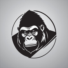 Gorilla face silhouette logo of monkey clip art vector. Ape head icon, wildlife primate symbol, logo style