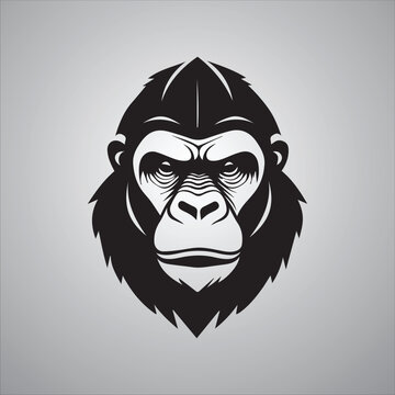 Gorilla face silhouette logo of monkey clip art vector. Ape head icon, wildlife primate symbol, logo style