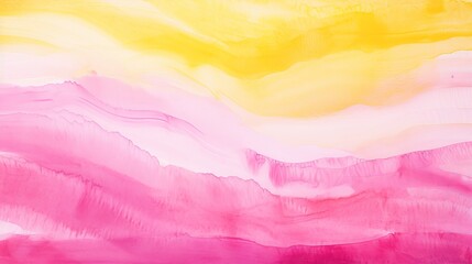 The watercolor strokes are bright pink and yellow, and they have rippled texture designs.