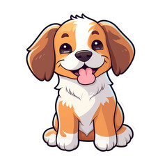Cute baby dog, cartoon style sticker transparent generated ai