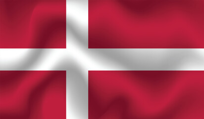 Obraz premium Flat Illustration of Denmark flag. The national flag of Denmark. Denmark Wave flag.