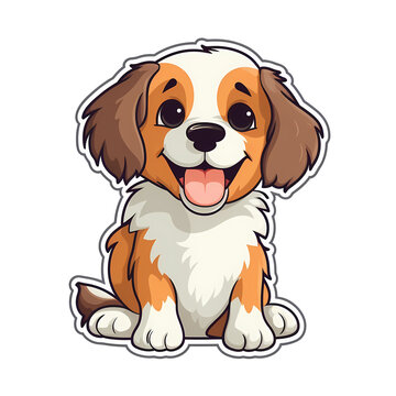 Cute baby dog, cartoon style sticker transparent generated ai