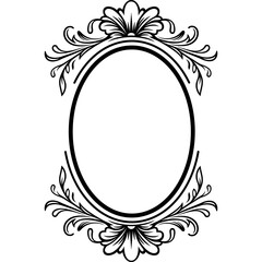 Ornamental decorative oval flourish frame border. Design element.