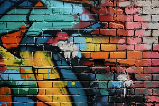 Vibrant Street Art on Urban Brick Wall