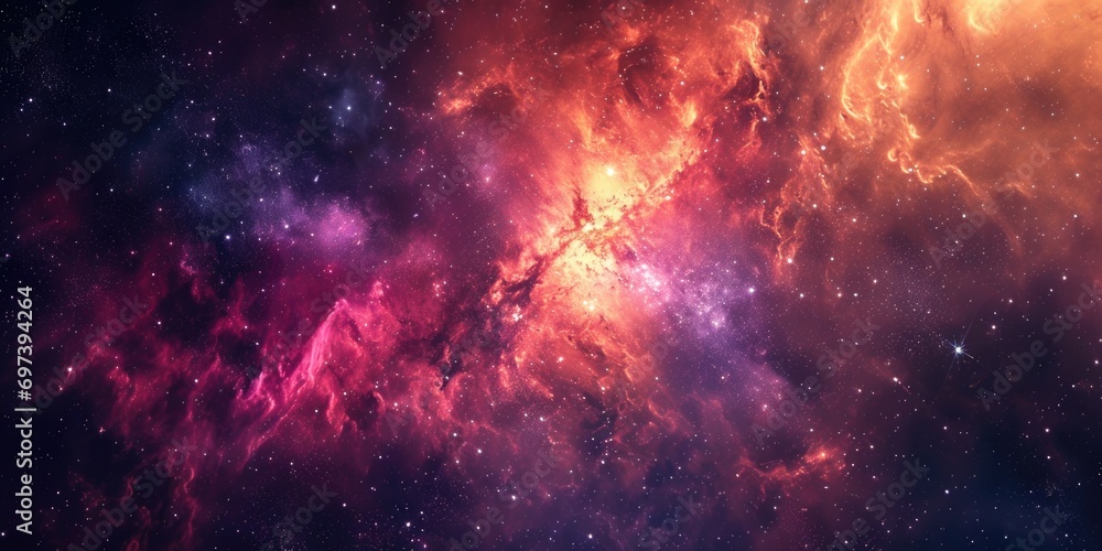 Poster colorful galaxy with stars. can be used for astronomy, space exploration, and science-related projec