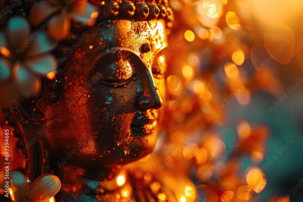 Poster A detailed close-up shot of a statue of a person. Perfect for adding a touch of elegance and sophistication to any project