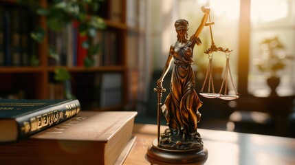 Lady Justice statue holding a scale. Ideal for legal and justice-related concepts - obrazy, fototapety, plakaty