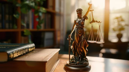 Fotobehang Lady Justice statue holding a scale. Ideal for legal and justice-related concepts © Fotograf