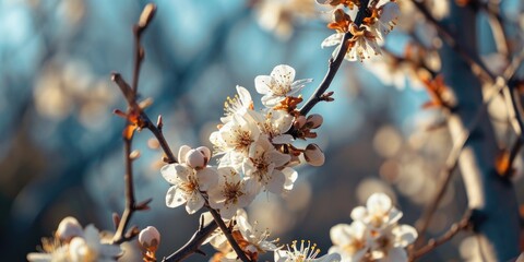 A close-up view of a tree with white flowers. This image can be used to add a touch of elegance and beauty to various projects
