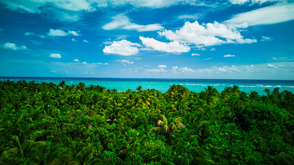 Jungle meets ocean - aerial view from Tulum, Mexico
