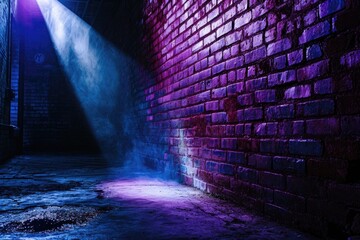A beam of light shining through a brick wall. This image can be used to represent breakthroughs, new beginnings, or finding a way through obstacles