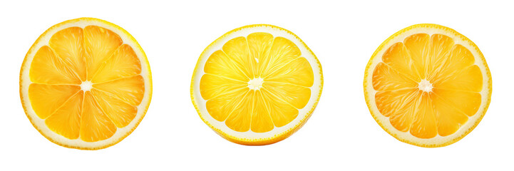 Set of yellow lemon citrus fruit stand isolated on white or transparent background