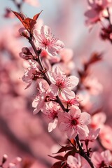 Obraz premium A close up photograph of a tree with beautiful pink flowers. Perfect for nature enthusiasts or garden lovers