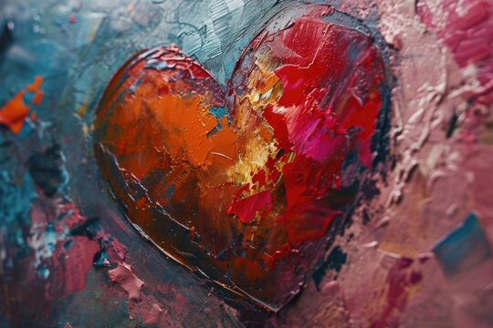 A close-up view of a heart painting. Perfect for adding a touch of love and romance to any space