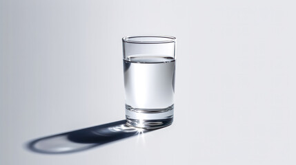 A crystal clear glass of water stands elegantly against a neutral gray background