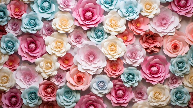 Background of colourful paper roses