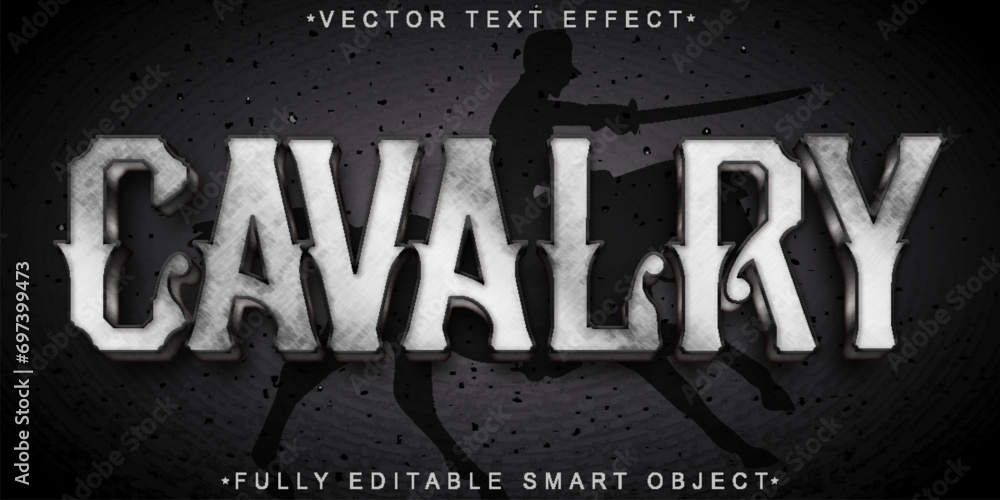Poster silver historic cavalry vector fully editable smart object text effect