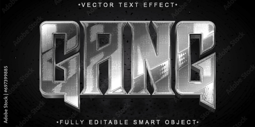 Poster silver gang vector fully editable smart object text effect