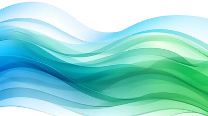 Blue and green waves on white