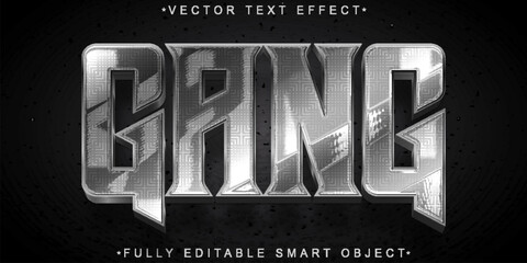 Silver Gang Vector Fully Editable Smart Object Text Effect - obrazy, fototapety, plakaty