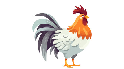 Colorful rooster, poultry farming vector Illustration on a white background