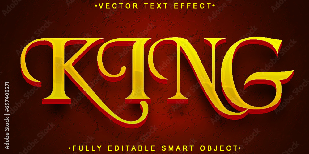 Poster luxury golden king vector fully editable smart object text effect
