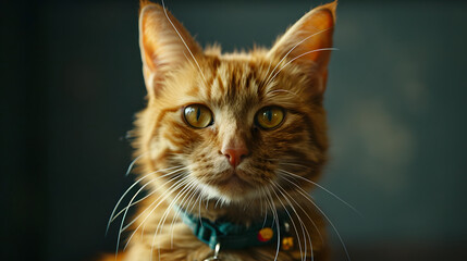 Portrait of a Ginger Cat with Intense Yellow Eyes