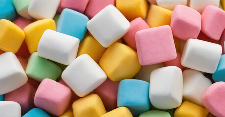 Fototapeta na wymiar An appealing photo featuring a colorful array of marshmallows in pink, white, and pastel shades.