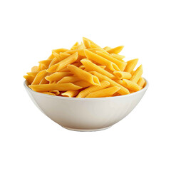  Raw penne or pasta in bowl with isolated on transparent background.