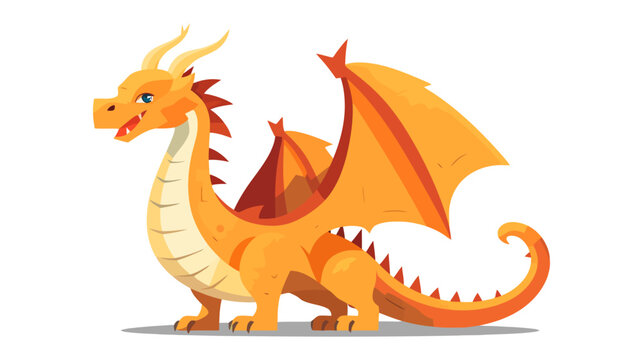 Cartoon orange dragon. Vector illustration isolated on white background