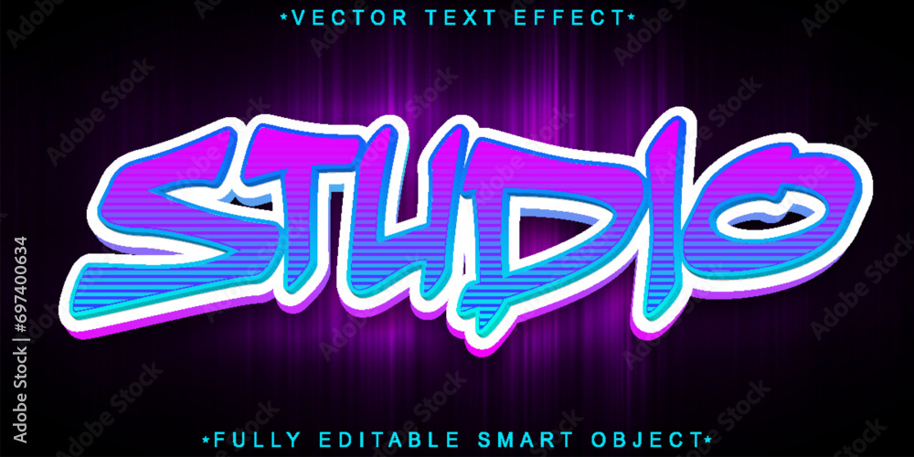 Poster studio graffiti vector fully editable smart object text effect