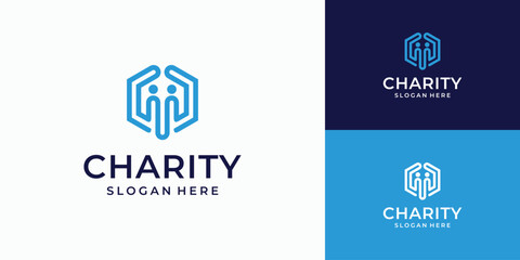 Charity logo design of hands supporting people
